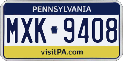 PA license plate MXK9408