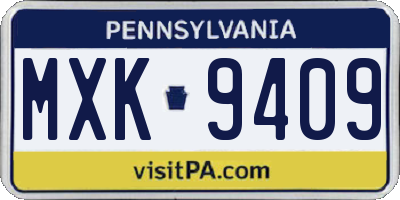 PA license plate MXK9409