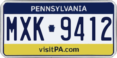 PA license plate MXK9412