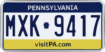 PA license plate MXK9417