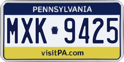 PA license plate MXK9425