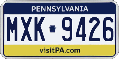PA license plate MXK9426