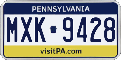 PA license plate MXK9428