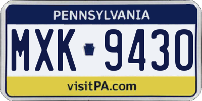 PA license plate MXK9430