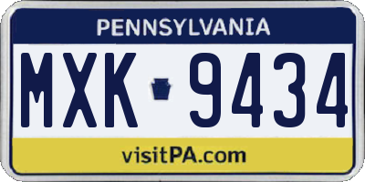 PA license plate MXK9434
