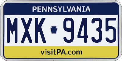 PA license plate MXK9435