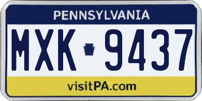 PA license plate MXK9437