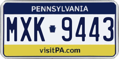 PA license plate MXK9443