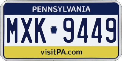 PA license plate MXK9449