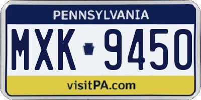 PA license plate MXK9450