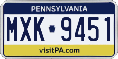 PA license plate MXK9451