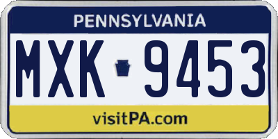 PA license plate MXK9453