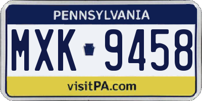PA license plate MXK9458