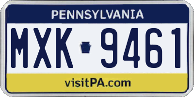 PA license plate MXK9461