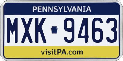 PA license plate MXK9463