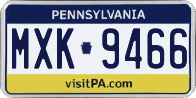 PA license plate MXK9466
