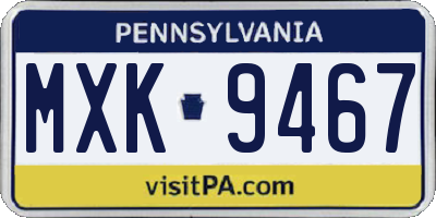 PA license plate MXK9467