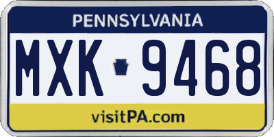 PA license plate MXK9468