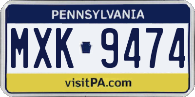 PA license plate MXK9474
