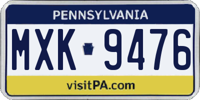 PA license plate MXK9476