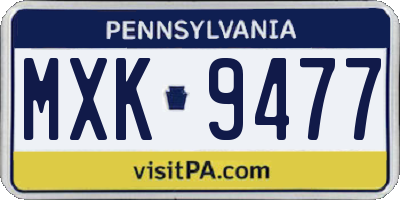 PA license plate MXK9477