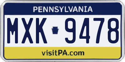 PA license plate MXK9478