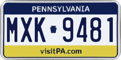 PA license plate MXK9481