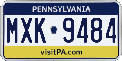 PA license plate MXK9484