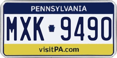 PA license plate MXK9490