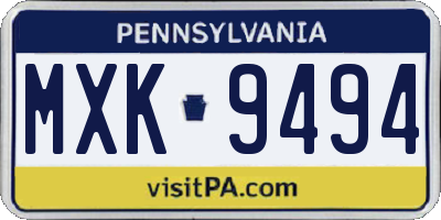 PA license plate MXK9494