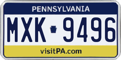 PA license plate MXK9496