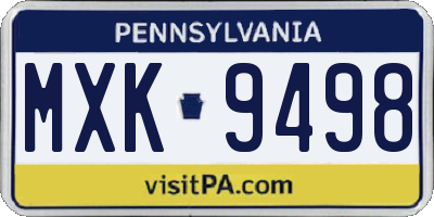 PA license plate MXK9498