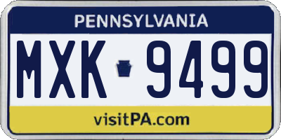 PA license plate MXK9499