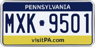 PA license plate MXK9501