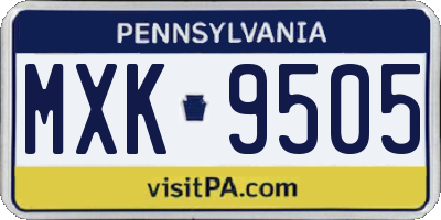 PA license plate MXK9505