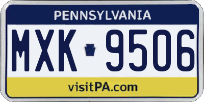 PA license plate MXK9506