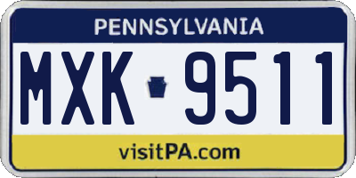 PA license plate MXK9511