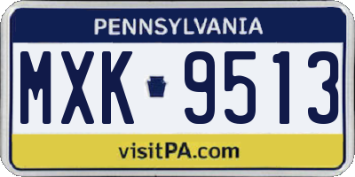 PA license plate MXK9513