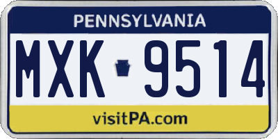 PA license plate MXK9514