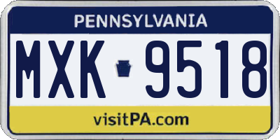 PA license plate MXK9518