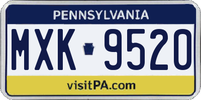 PA license plate MXK9520