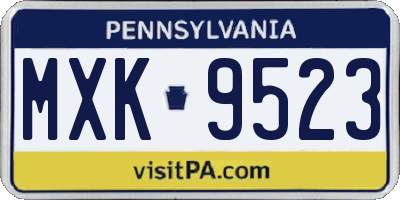 PA license plate MXK9523