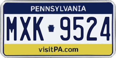 PA license plate MXK9524