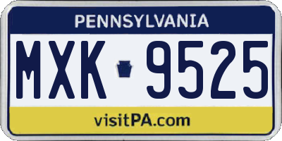 PA license plate MXK9525