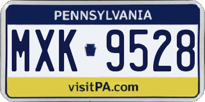 PA license plate MXK9528
