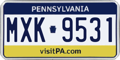 PA license plate MXK9531