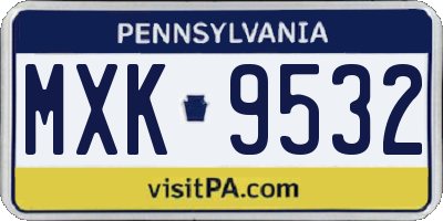 PA license plate MXK9532