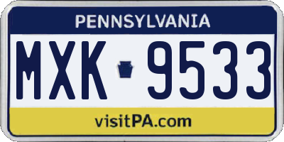 PA license plate MXK9533