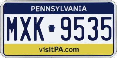 PA license plate MXK9535