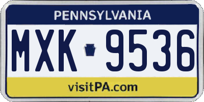 PA license plate MXK9536